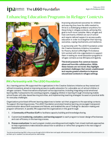 Enhancing Education Programs in Refugee Contexts