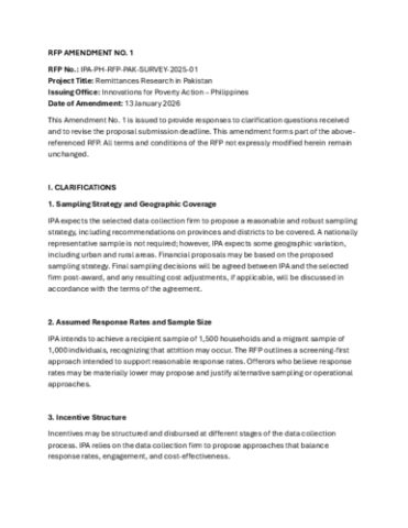 RFP Amendment No. 1 – Clarifications and Deadline Extension