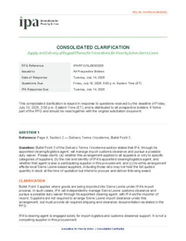 Consolidated Clarification