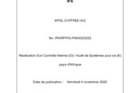 Appel d'Offres (AO): Réalisation d'un Contrôle Interne (CI) / Audit de Systèmes pour six (6) pays d'Afrique