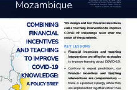 Combining Financial Incentives and Teaching to Improve COVID-19 Knowledge: A Policy Brief