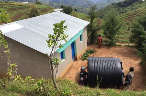 From the launch of the water tanks scale up pilot in Gicumbi, Rwanda. Credit: Anna Yalouris