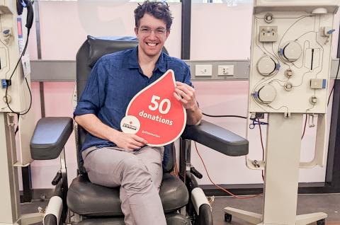Henry Howard donates his plasma in his local Red Cross