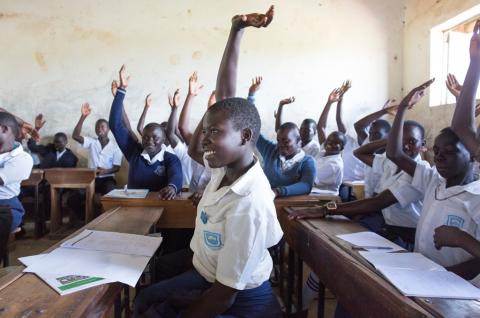 Photo: Students at a school in Uganda. © 2019 Andrea Borgarello / Cartier Philanthropy for Educate! Uganda