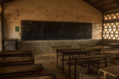 Empty Gambian classroom