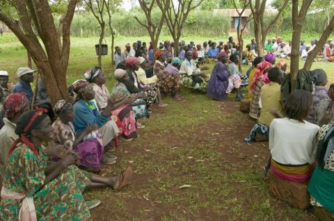 Villagers gathered for a meeting in Kenya.