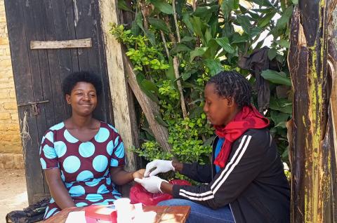 Woman receiving health treatment