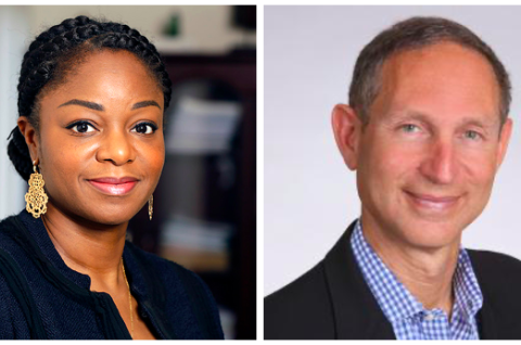 Headshot photos of Cina and Russell in a grid layout