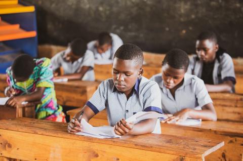 A photo of a classroom that participated in the Supporting Teacher Achievement in Rwandan Schools (STARS) project.