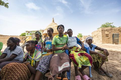 Girls attending a meeting in Burkina Faso