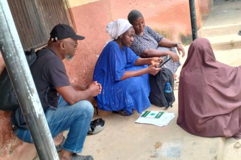 The IPA Nigeria team interviewing a caregiver in her compound in Dass Local Government Area (LGA), Bauchi State, Nigeria. © 2024, IPA