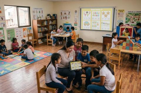 Photo generated by Gemini AI of young students in a classroom