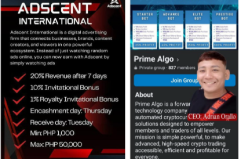 Examples of investment scams being marketed in The Philippines