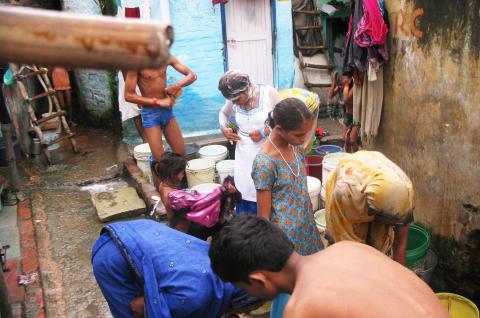 A crowded urban area in Bangladesh