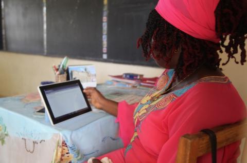 A woman receiving a message