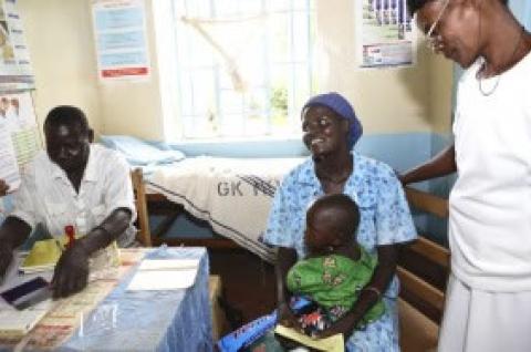 A woman and her child at the doctor