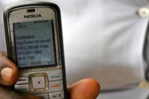 A mobile phone used to receive cash transfers in Kenya